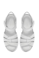 Women's White Ankle Strap Thick Soled Leather Comfort Sandals | Derimod