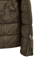 Wermer Men's Khaki Hooded Leather Jacket | Derimod