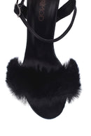 Women's Black Plush Derimod X Whenever Company Heeled Sandals | Derimod
