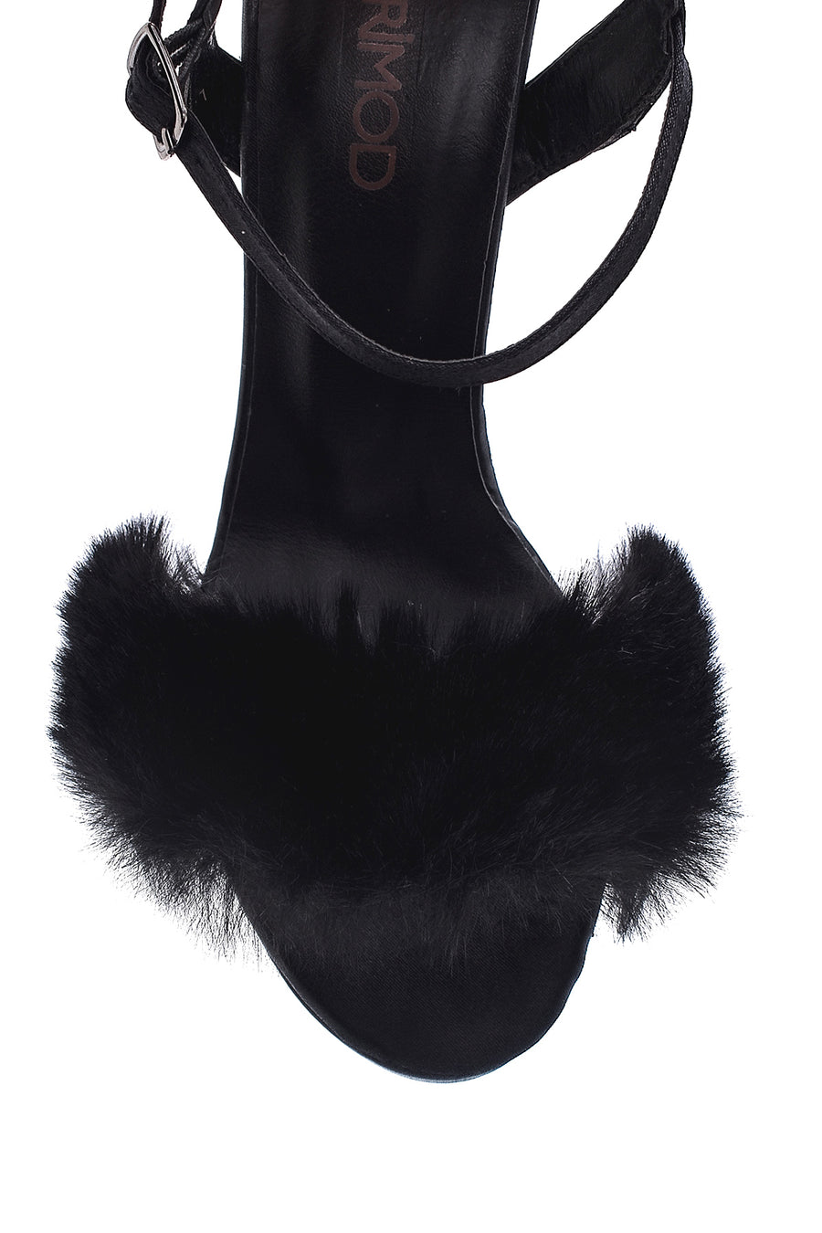 Women's Black Plush Derimod X Whenever Company Heeled Sandals