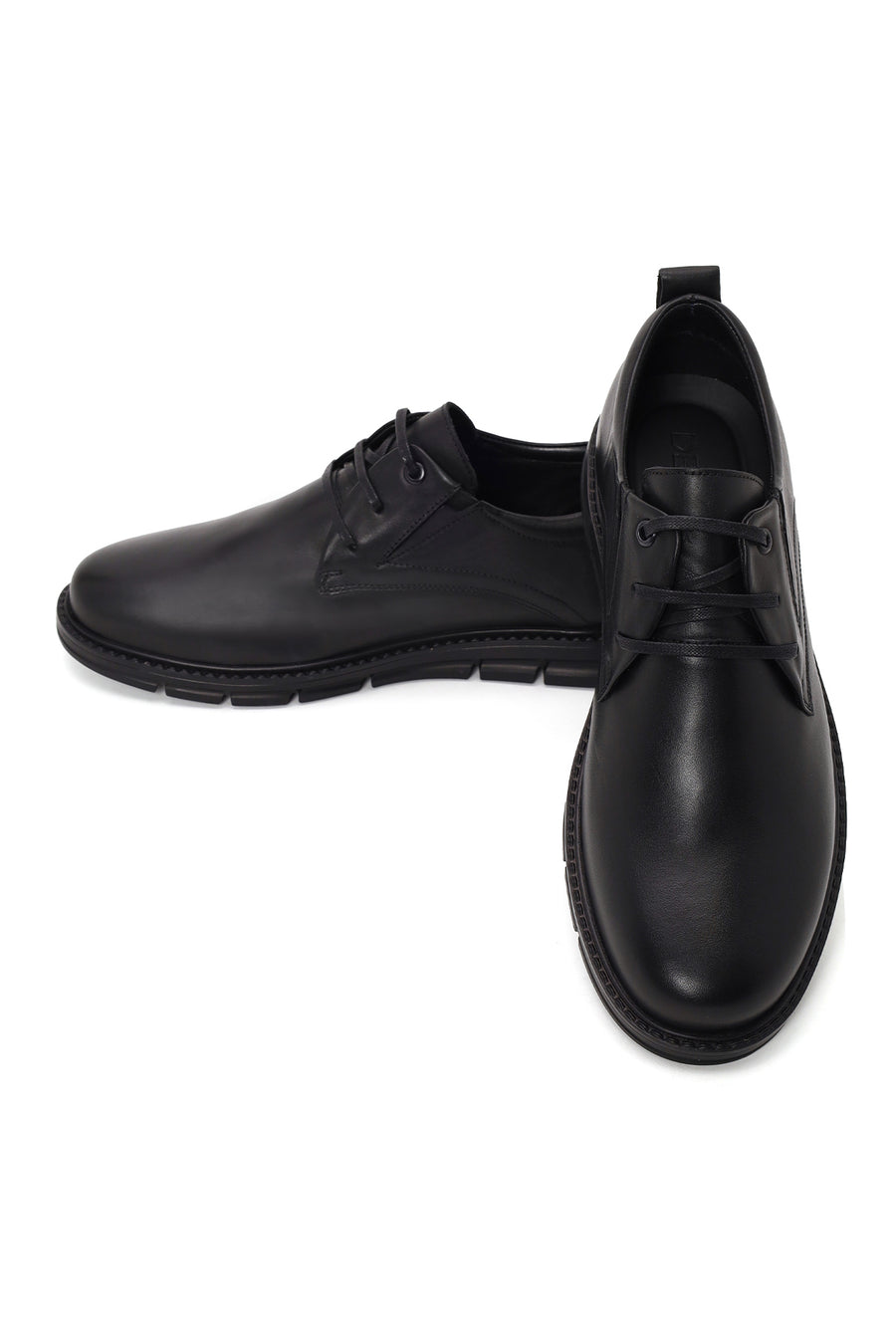 Male Black Lace-up Leather Casual Shoes