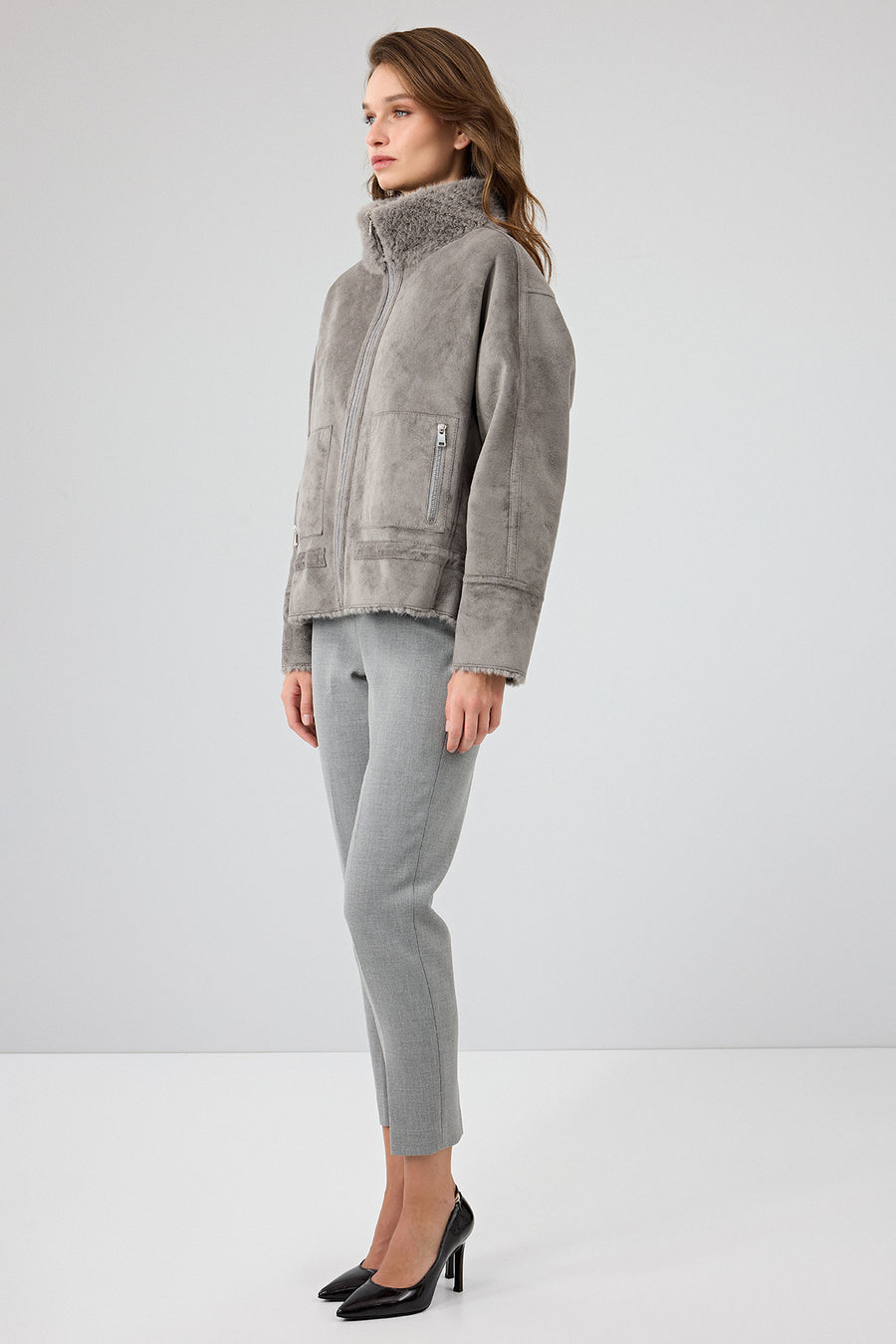 Luzern Women's Gray Reversible Teddy Coat
