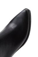 Women's Black Leather Zippered Heeled Classic Boots | Derimod