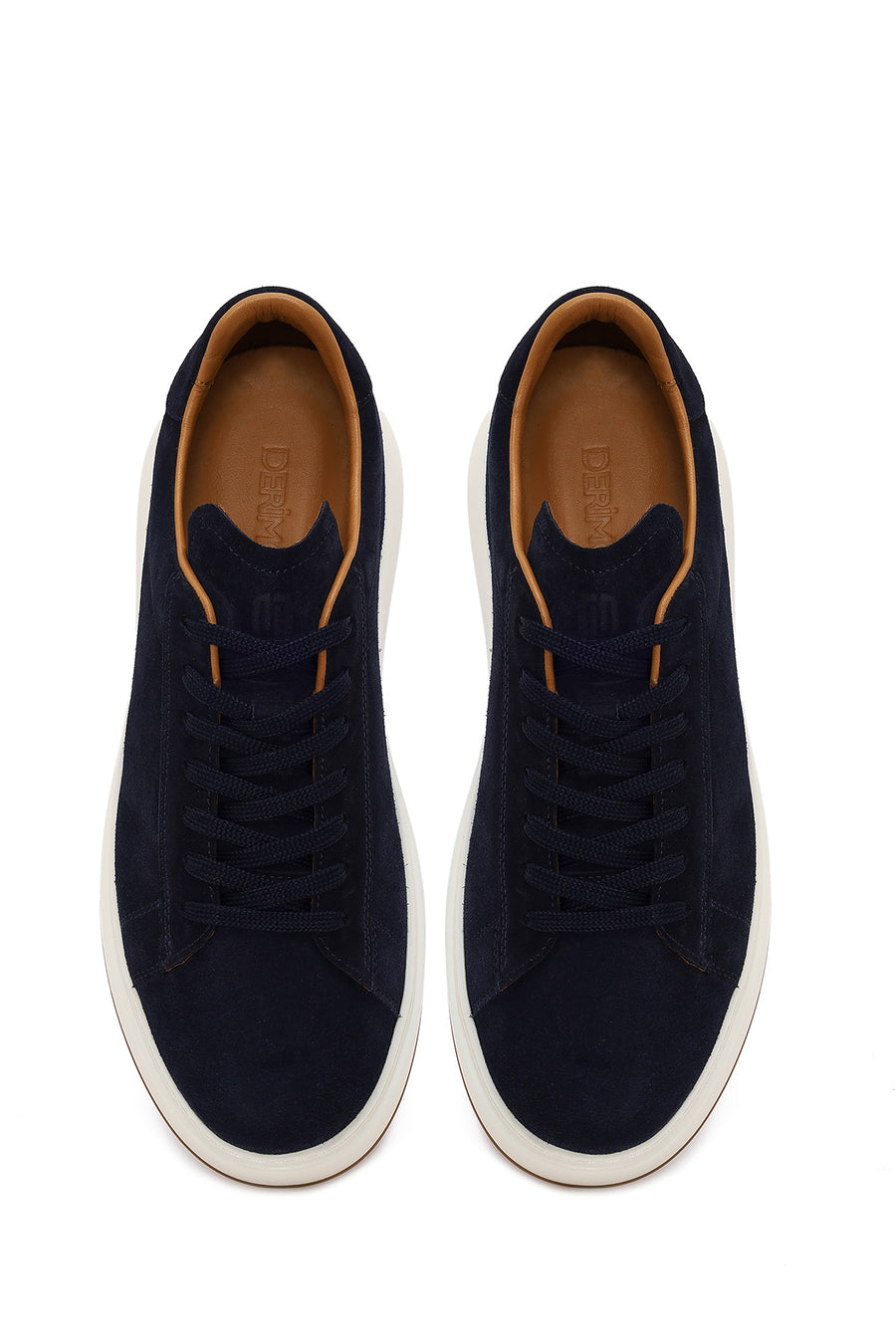 Male Navy Blue Lace-up Thick-soled Suede Leather Sneaker