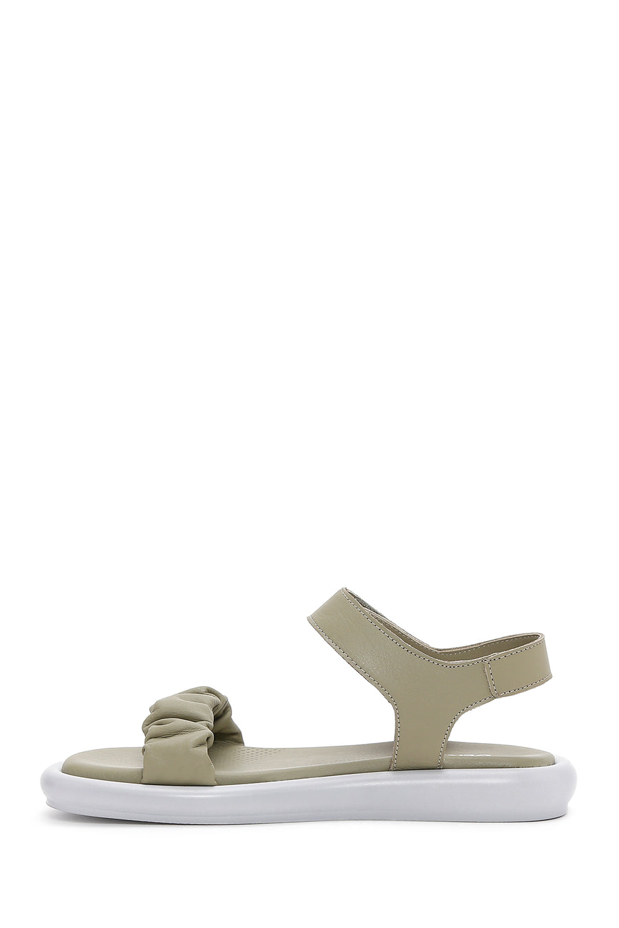 Women's Green Leather Comfort Sandals