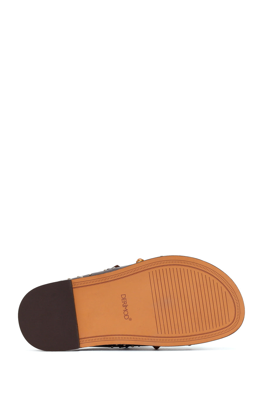 Women's Brown Studded Leather Slippers