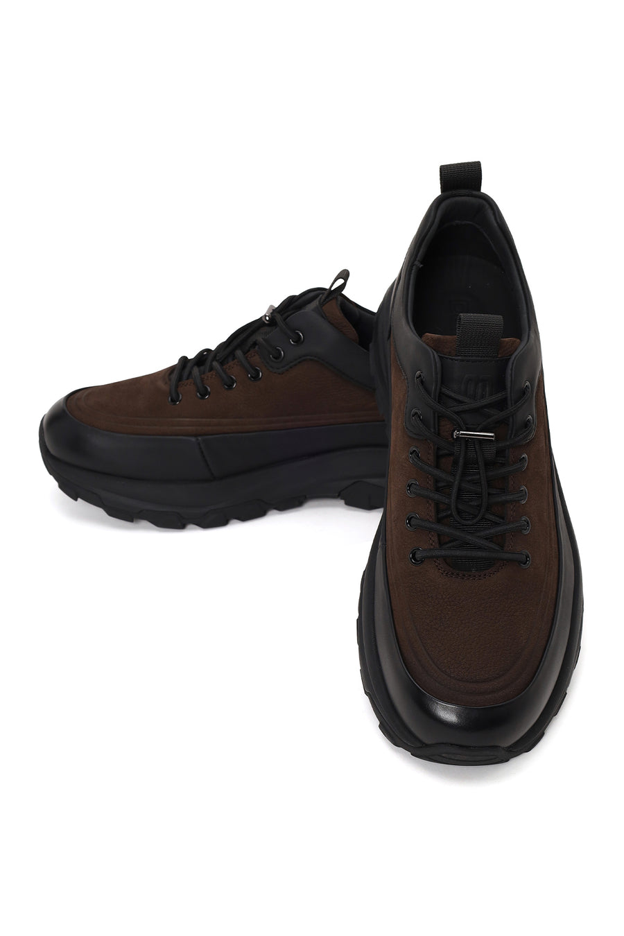 Erkek Kahverengi Bağcıklı Kalın Tabanlı Deri Casual Sneaker