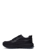 Male Black Lace-Up Thick-Soled Leather Casual Sneaker | Derimod