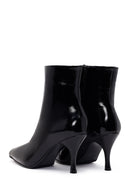 Woman Black Zip Closure Stiletto-Heel Patent Leather Leather Boots | Derimod