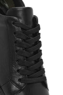 Erkek Siyah Bağcıklı Deri Sneaker | Derimod