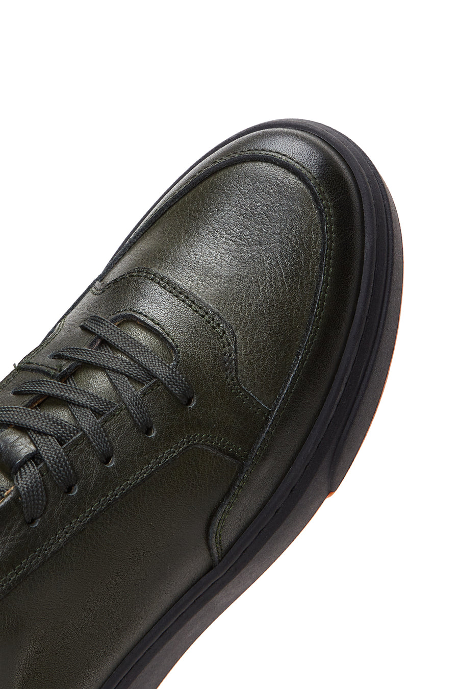Erkek Haki Deri Kalın Tabanlı Sneaker