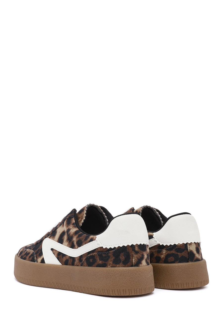 Kadın Leopar Bağcıklı Kalın Tabanlı Sneaker