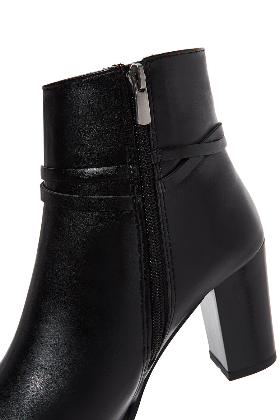 Women's Black Buckle Thick Heeled Classic Boots