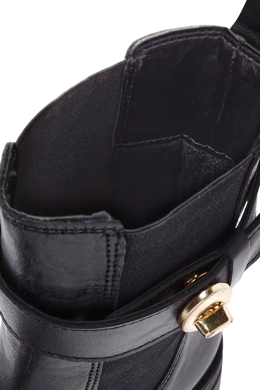 Women's Black Buckle Detailed Leather Chelsea Boots