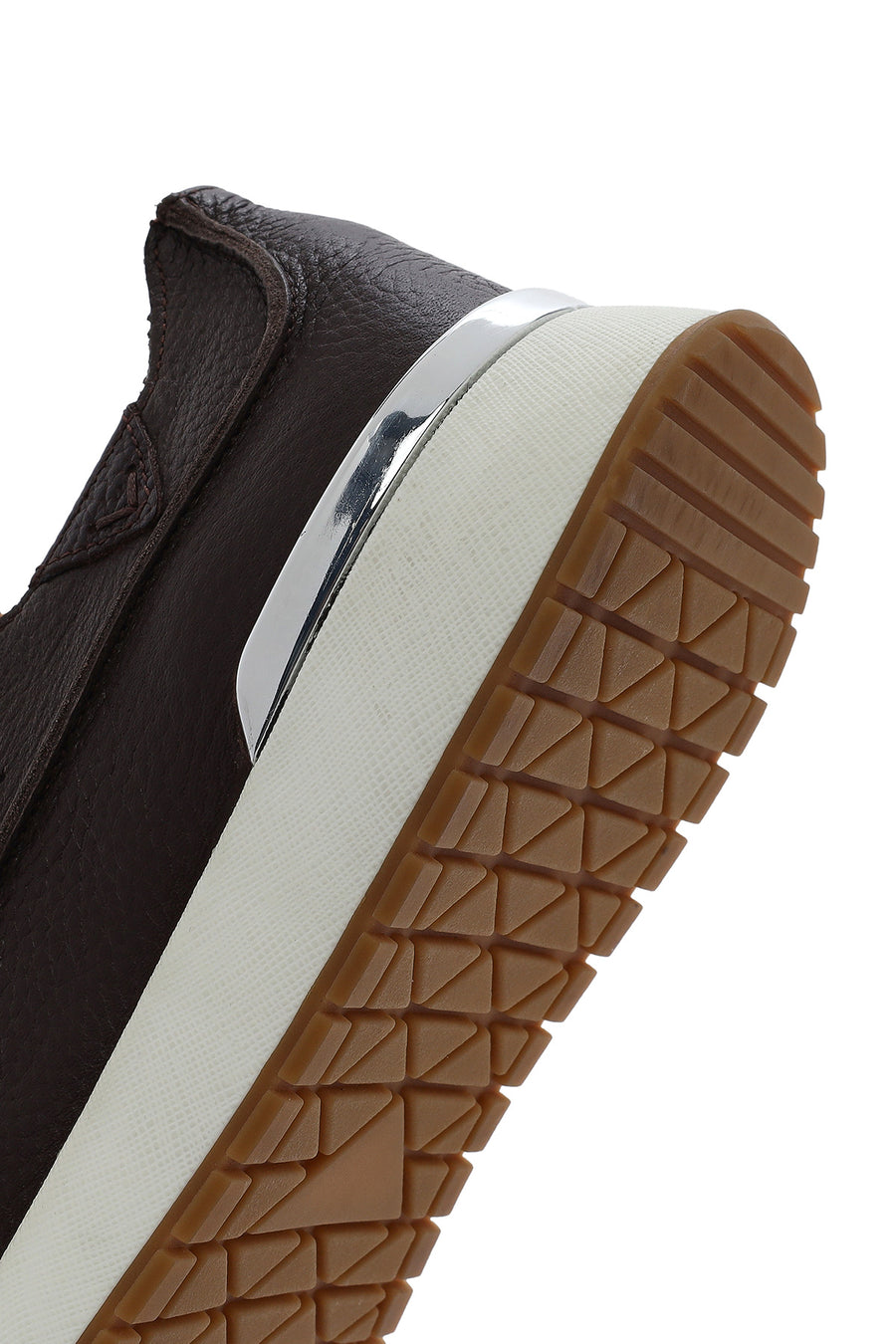 Erkek Kahverengi Bağcıklı Kalın Tabanlı Deri Casual Sneaker
