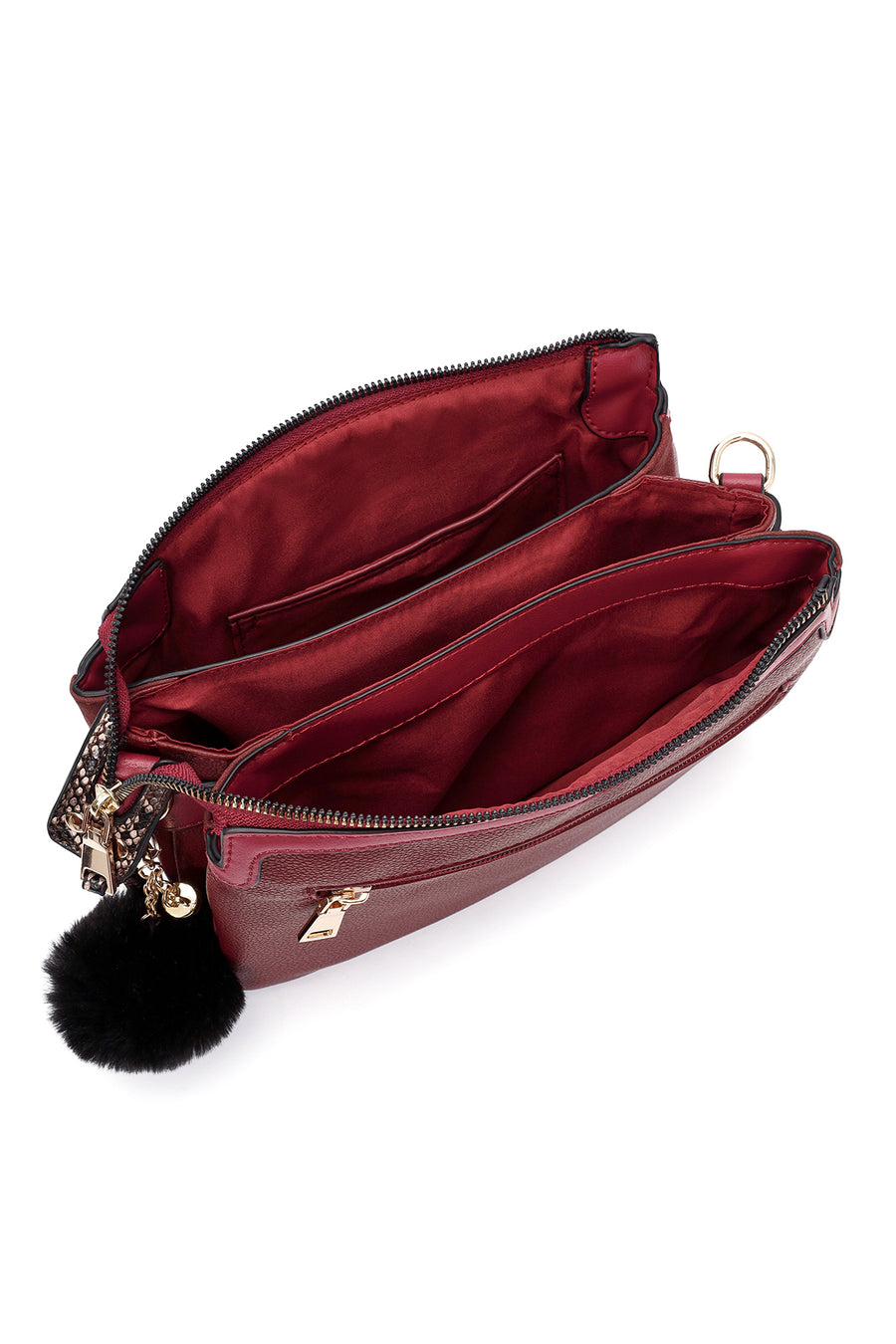 Women's Claret Red Accessory Detailed Crossbody Bag