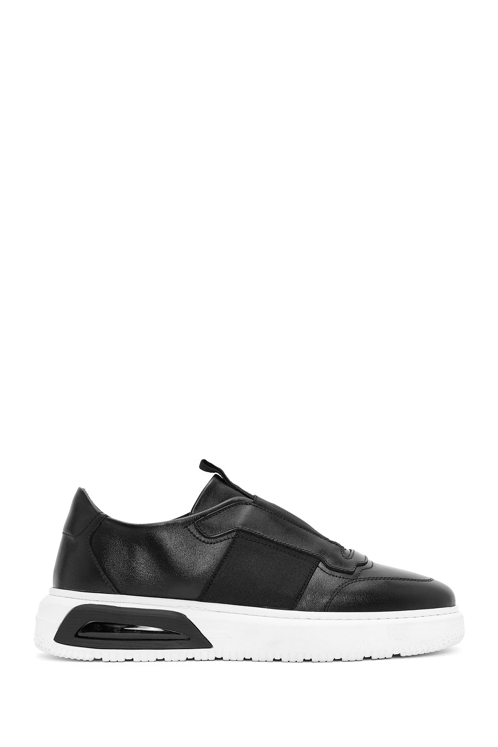 Erkek Siyah Bağcıklı Deri Sneaker