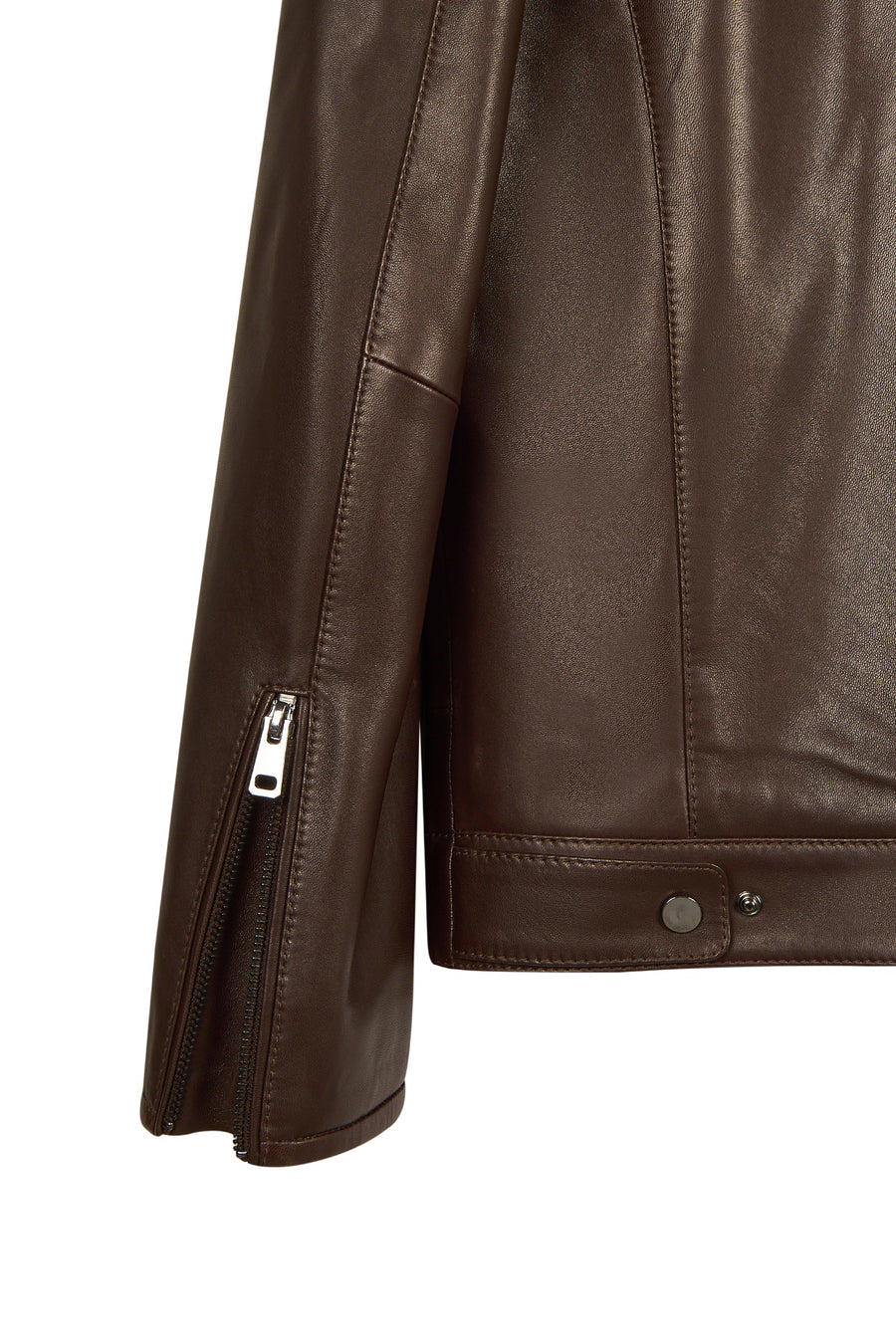 Palmer Male Brown Mandarin Collar Leather Jacket
