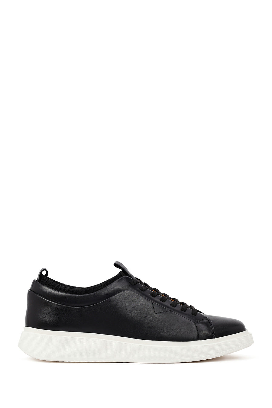 Men's Black Lace-Up Thick-Soled Leather Sneaker 25WFD693618 | Derimod