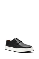 Erkek Siyah Bağcıklı Deri Sneaker | Derimod