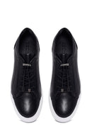Erkek Siyah Bağcıklı Deri Sneaker | Derimod