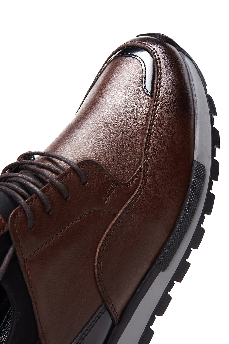 Erkek Kahverengi Deri Sneaker