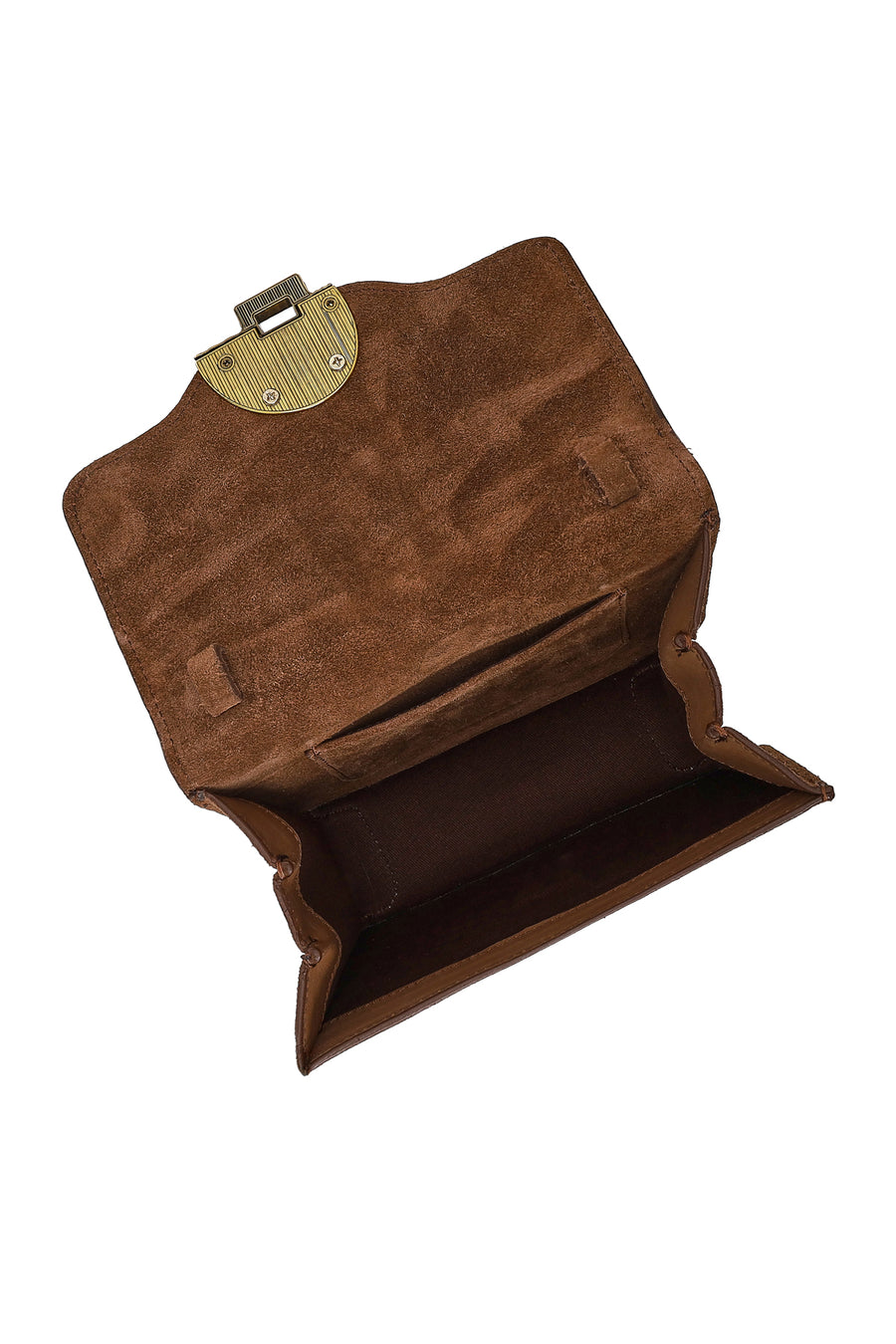 Woman Tan Long-Strap Suede Crossbody Bag