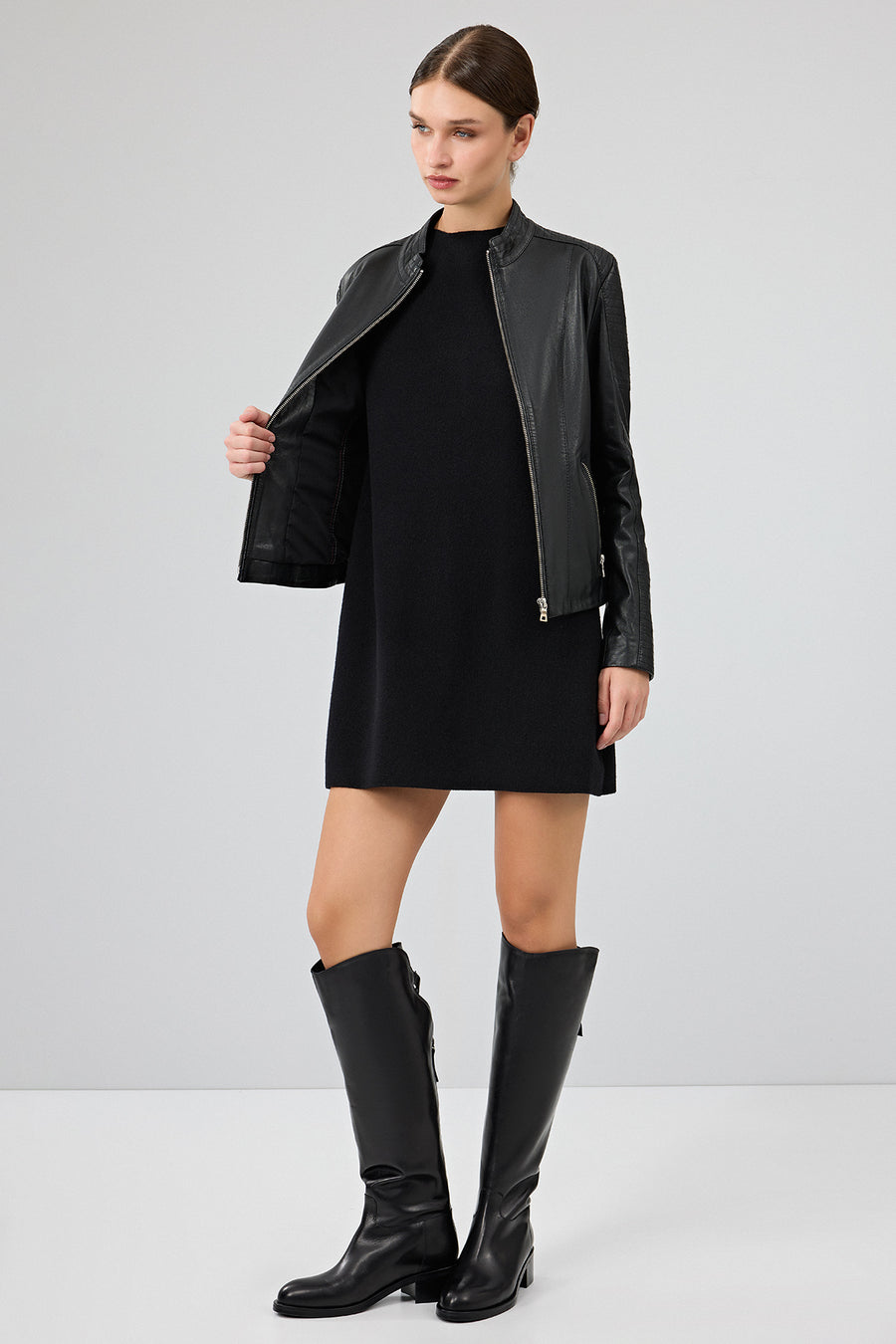 Delano Women's Black Short Leather Jacket