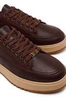 Erkek Kahverengi Bağcıklı Kalın Tabanlı Deri Sneaker | Derimod
