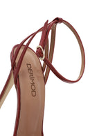 Women's Red Ankle Strap Thin High Heel Patent Leather Sandals | Derimod