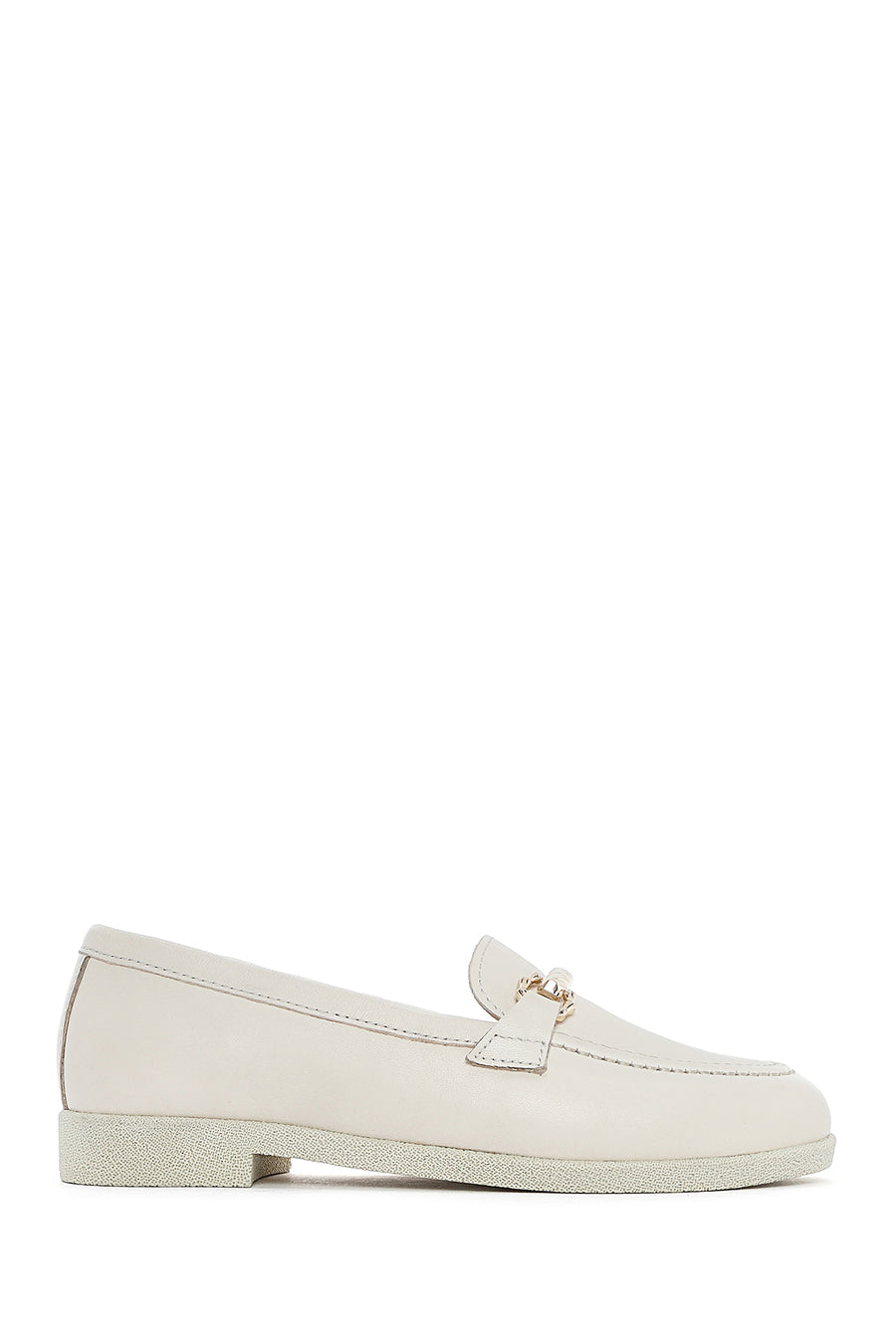 Kadın Krem Tokalı Deri Loafer 25SFD510518 | Derimod