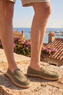 Men's Green Suede Leather Casual Loafer | Derimod