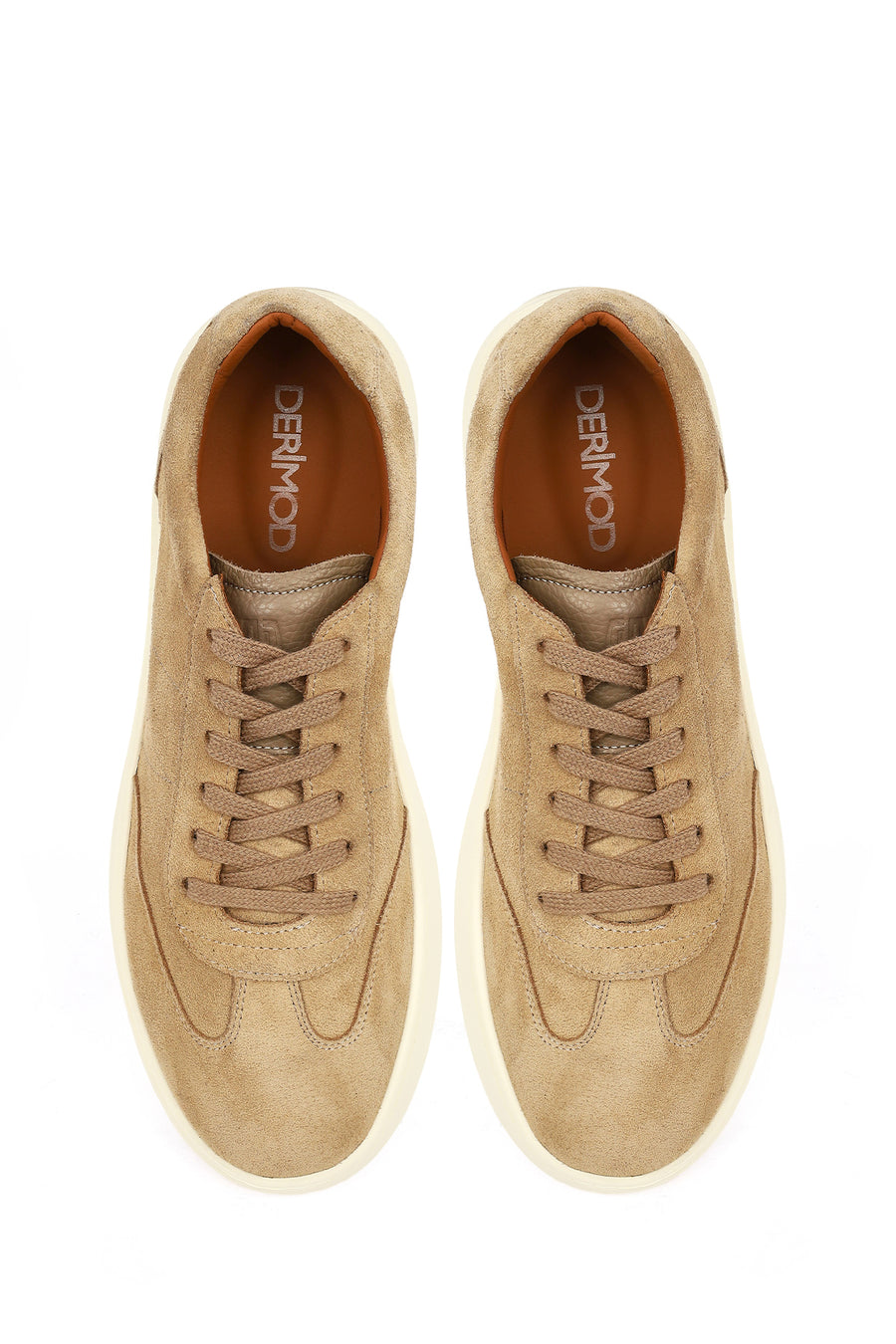 Male Beige Lace-up Suede Leather Sneaker