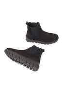 Male Black Thick-Soled Nubuck Leather Chelsea Boots | Derimod