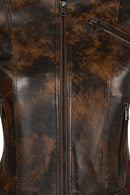 Kylie Woman Bronze Short Leather Jacket | Derimod