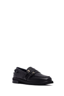 Kadın Siyah Tokalı Deri Maskülen Loafer | Derimod