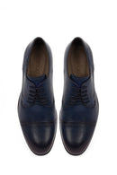 Men's Navy Blue Lace-Up Leather Classic Shoes | Derimod