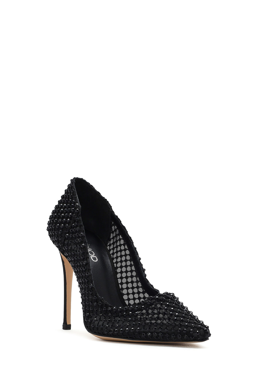 Kadın Siyah Taşlı Yüksek İnce Topuklu Deri Stiletto