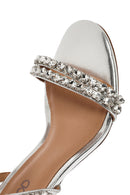 Women's Silver Ankle Buckle Stoned Thin Heel Sandals | Derimod