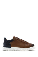 Erkek Taba Bağcıklı Deri Sneaker | Derimod