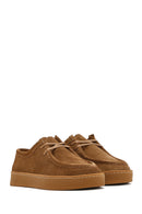 Women's Tan Suede Leather Masculine Shoes | Derimod