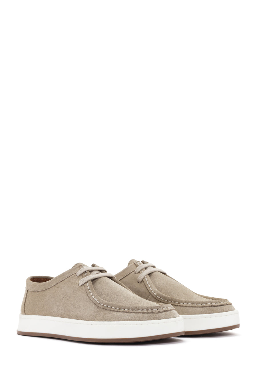 Men's Beige Lace-up Suede Leather Casual Shoes