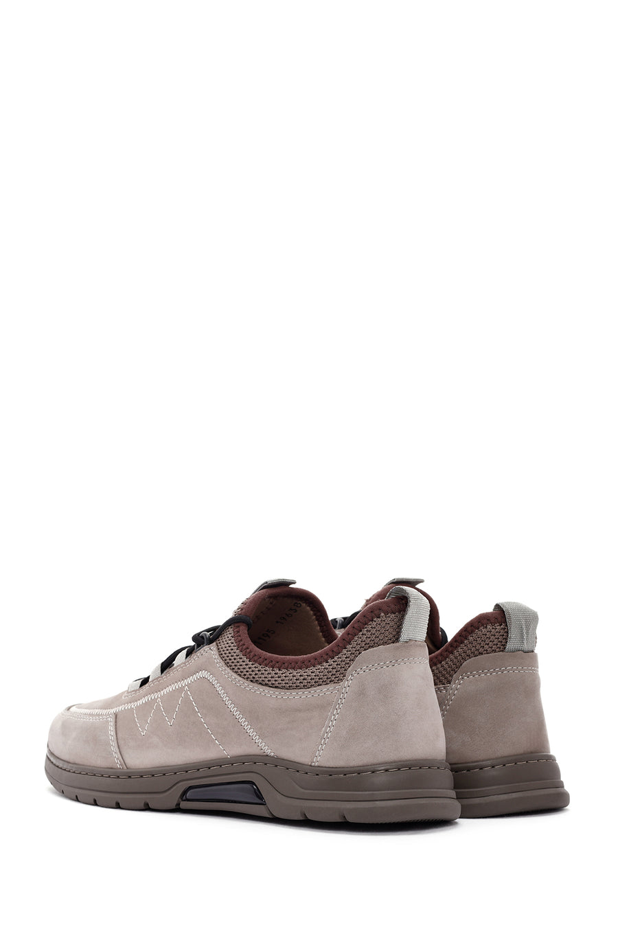 Erkek Vizon Bağcıklı Nubuk Deri Casual Sneaker