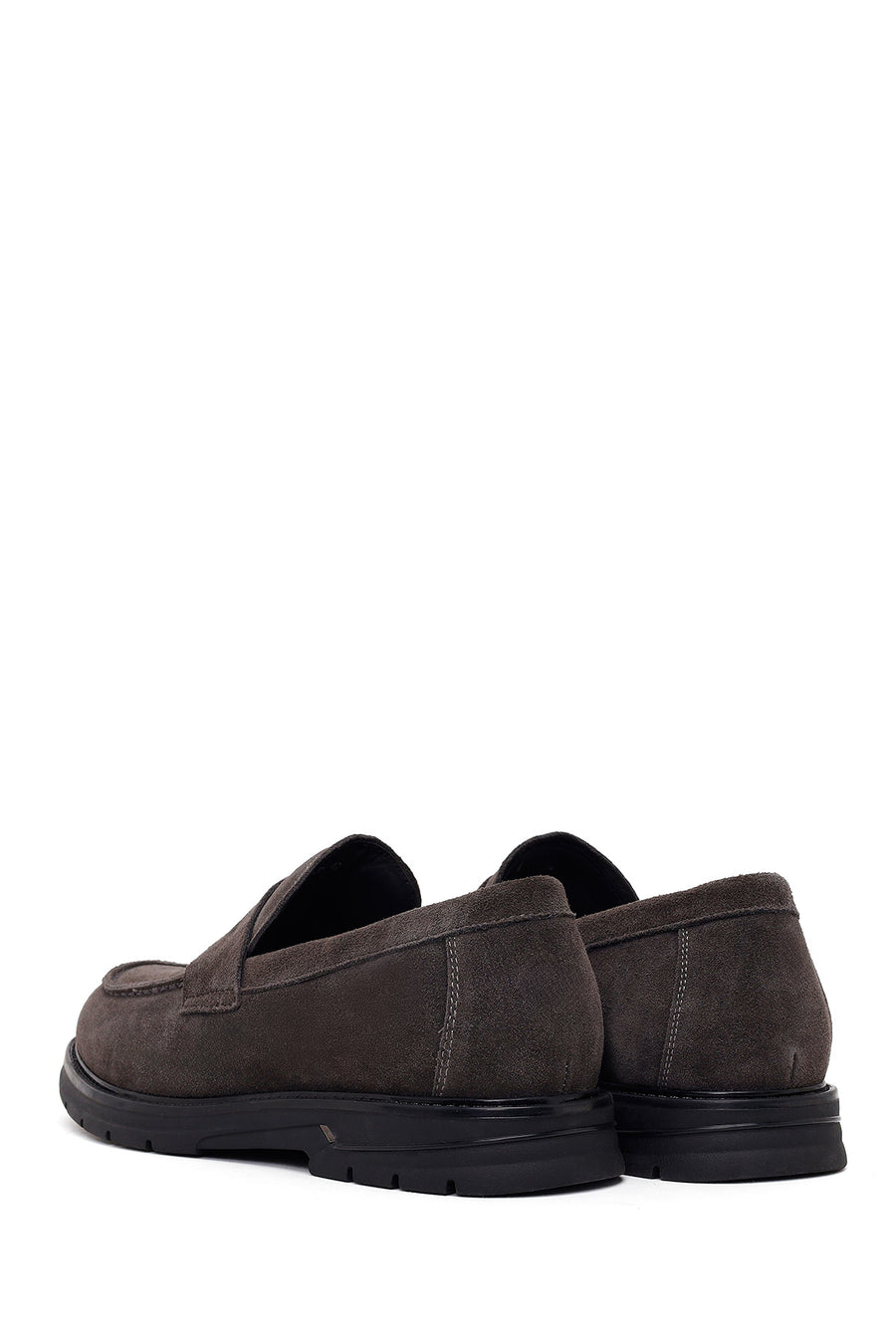 Erkek Gri Süet Deri Casual Loafer