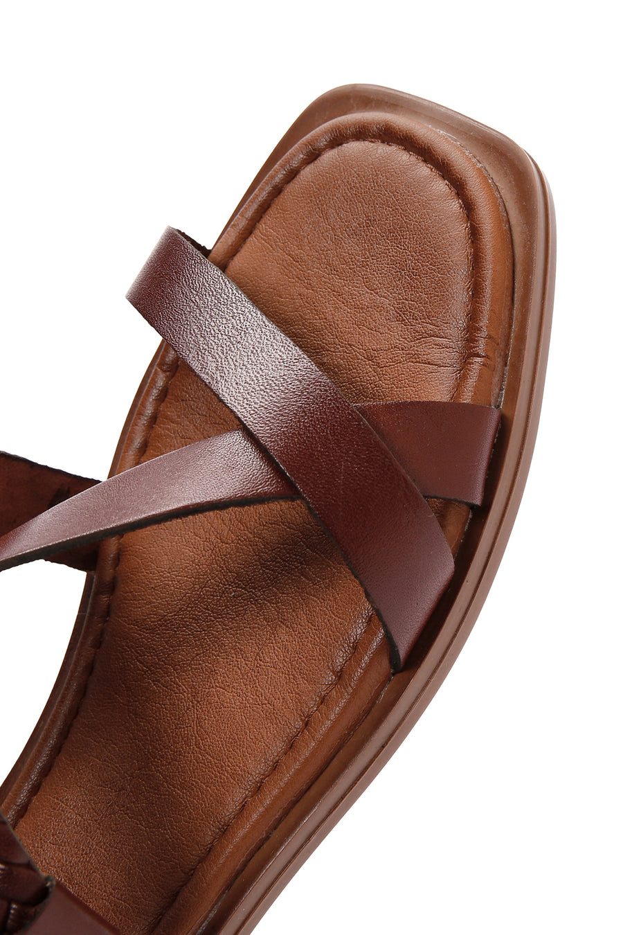 Women's Brown Knitted Detailed Leather Bodrum Sandals