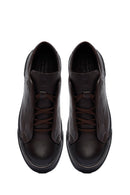 Erkek Kahverengi Bağcıklı Deri Sneaker | Derimod