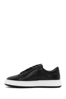 Erkek Siyah Bağcıklı Deri Sneaker | Derimod