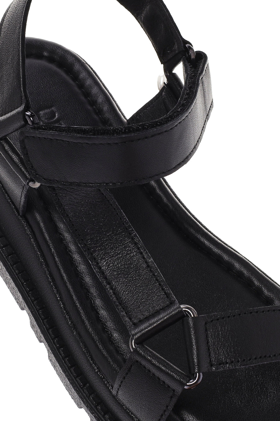 Women's Black Ankle Strap Leather Comfort Sandals