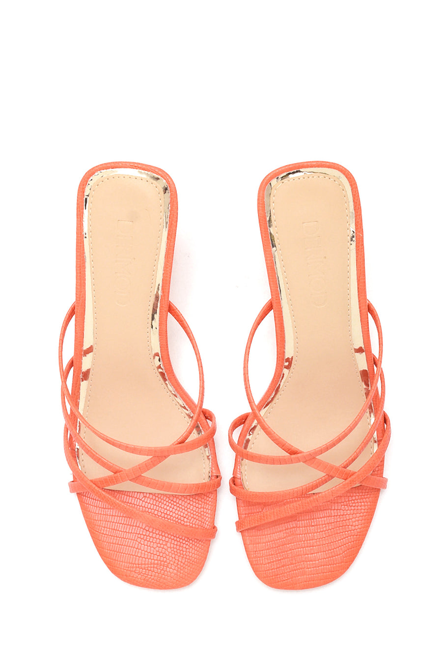 Women's Orange Printed Heeled Slippers