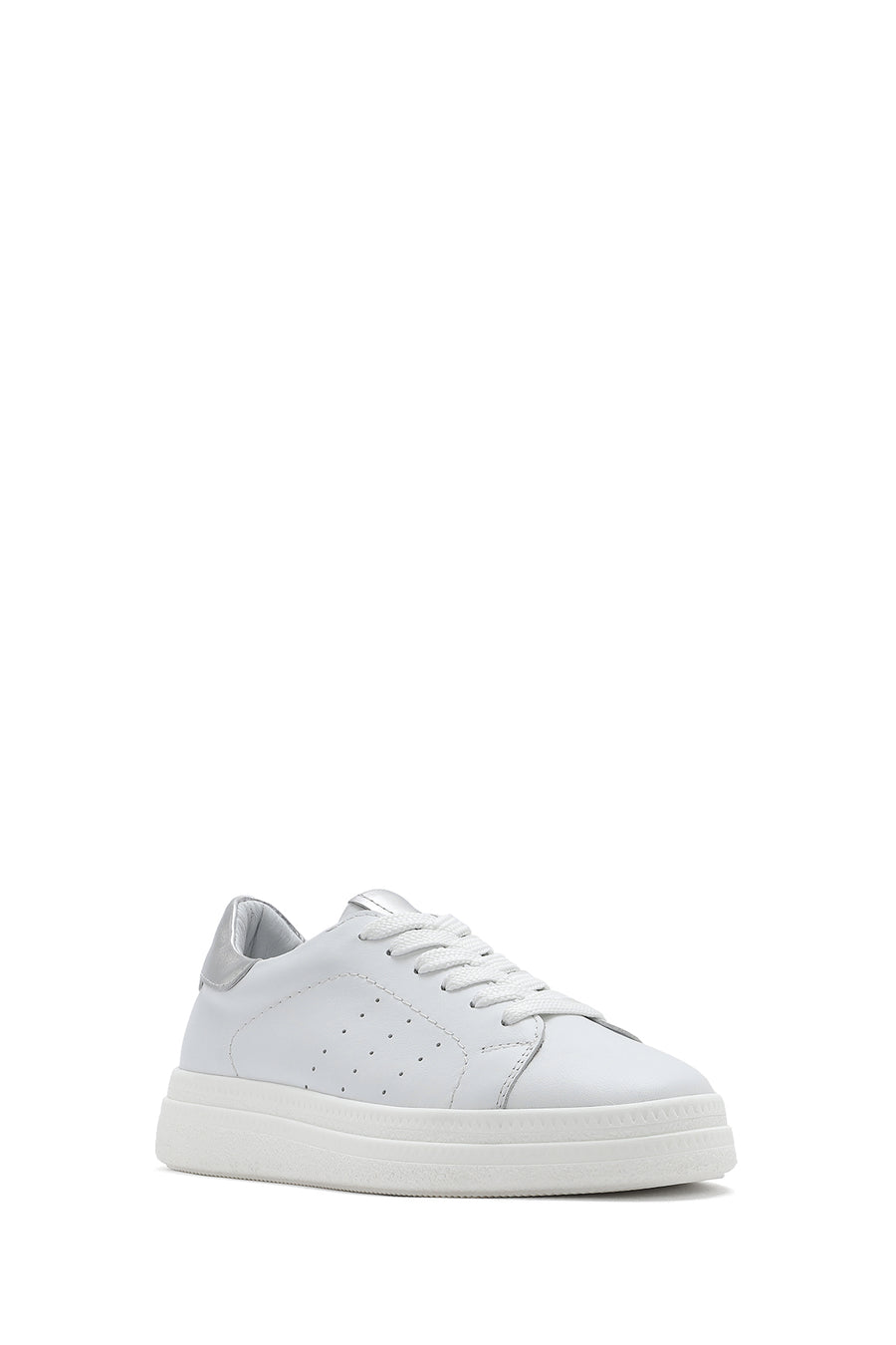 Kadın Beyaz Bağcıklı Deri Sneaker